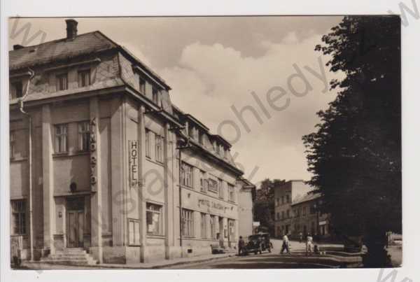  - Sněžné - kino a hotel Rýdl, hotel Záložna, auto