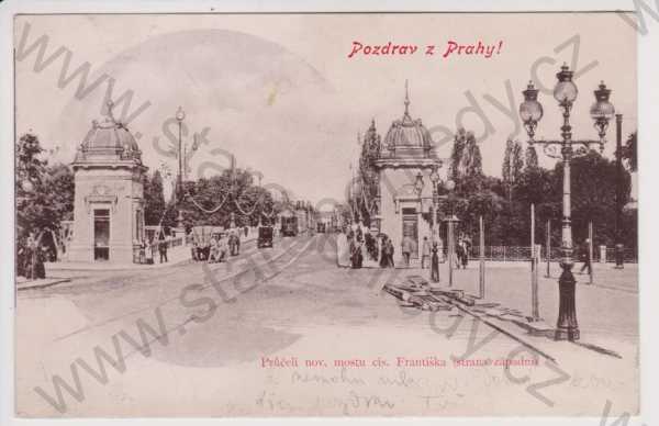  - Praha - most císaře Františka - průčelí, TRAMVAJ, DA