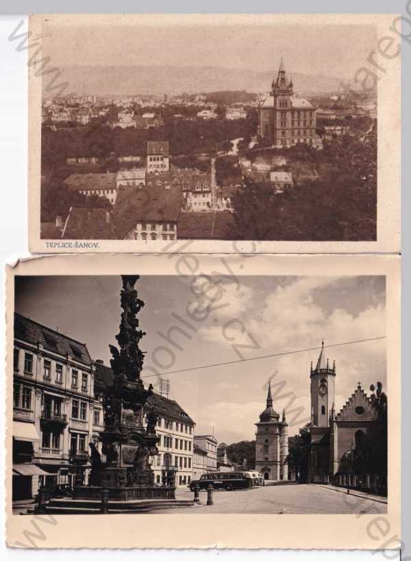  - Teplice, Šanov, Teplitz, 2 ks, eclkový pohled, náměstí T. G. Masaryka