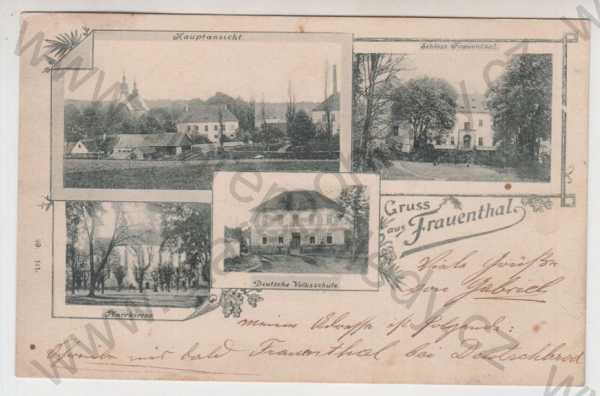  - Pohled (Frauenthal) - Havlíčkův Brod, více záběrů, celkový pohled, zámek, kostel, škola, koláž, DA