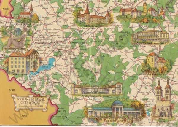  - Mariánské lázně a okolí CHeb Putování po Československu cyklus map s vyobrazením památek