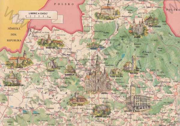  - Liberec Putování po Československu cyklus map s vyobrazením památek