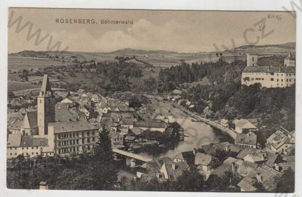  - Rožmberk (Rosenberg) - Český Krumlov, hrad, částečný záběr města