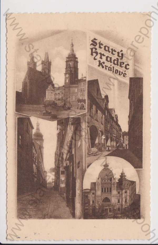  - Starý Hradec Králové - synagoga, Chrám sv. Ducha a Bílá věž, ulice, koláž