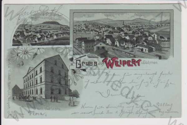  - Vejprty - Mondschein, litografie, DA, koláž - celkový pohled, hotel Stadt Leipzig