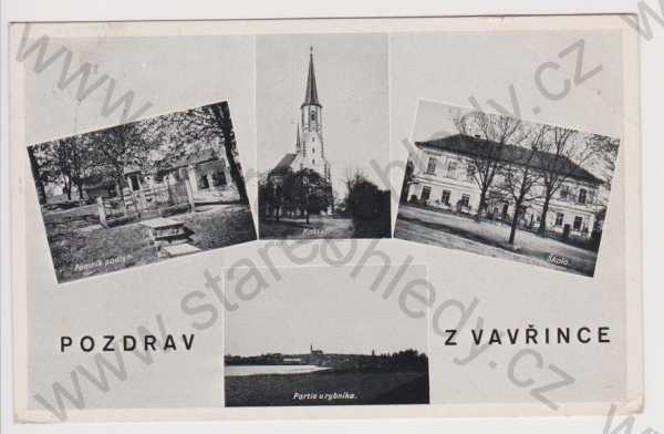  - Vavřinec - pomník padlým, kostel, škola, rybník, koláž