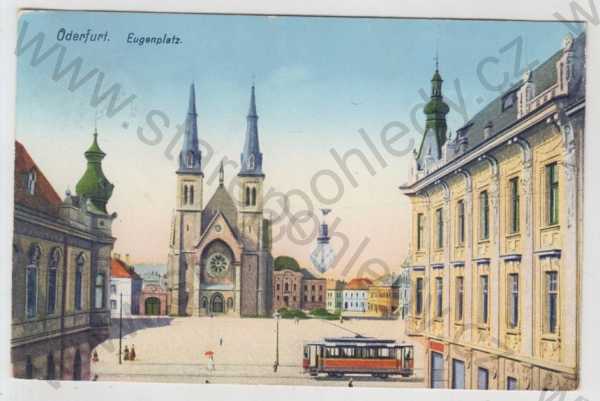  - Přívoz (Oderfurt) - Ostrava město, náměstí, kostel, tramvaj, kolorovaná