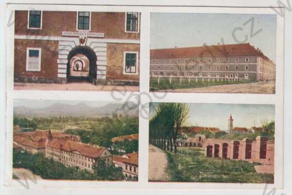 - Terezín (Litoměřice), více záběrů, kasárny, hradby, kolorovaná