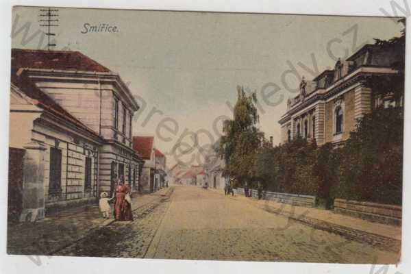  - Smiřice (Hradec Králové), pohled ulicí, kolorovaná