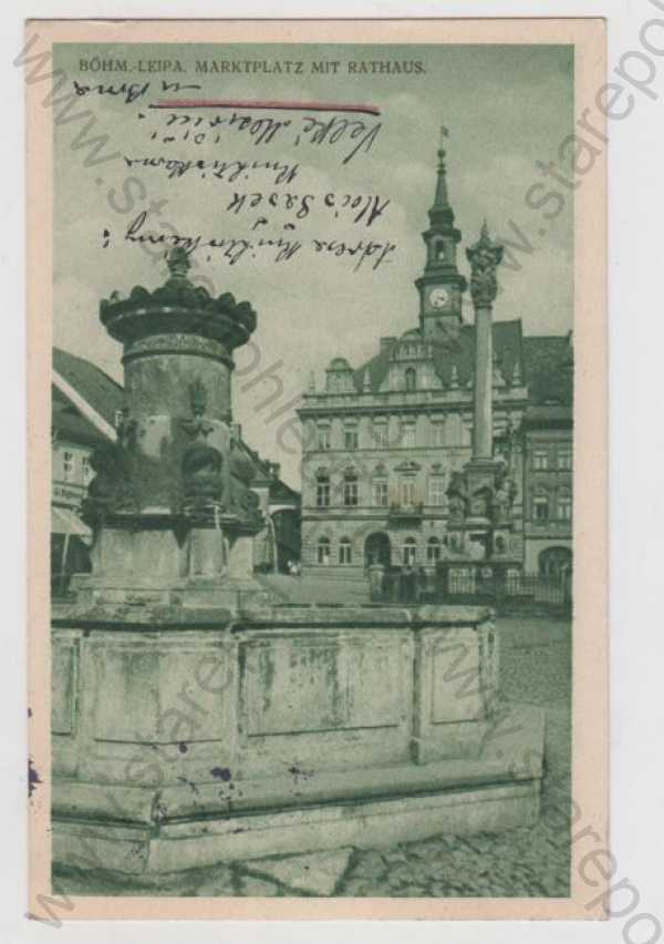  - Česká Lípa (Böhm. Leipa), náměstí, radnice, kašna