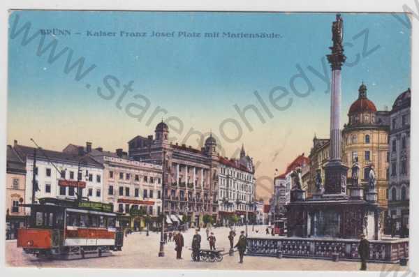  - Brno (Brünn), náměstí, tramvaj, sloup, kolorovaná