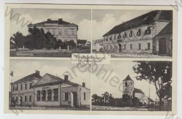  - Sedlec (Voitelsbrunn) - Břeclav, více záběrů, škola, lázně, restaurace, hostinec, kostel