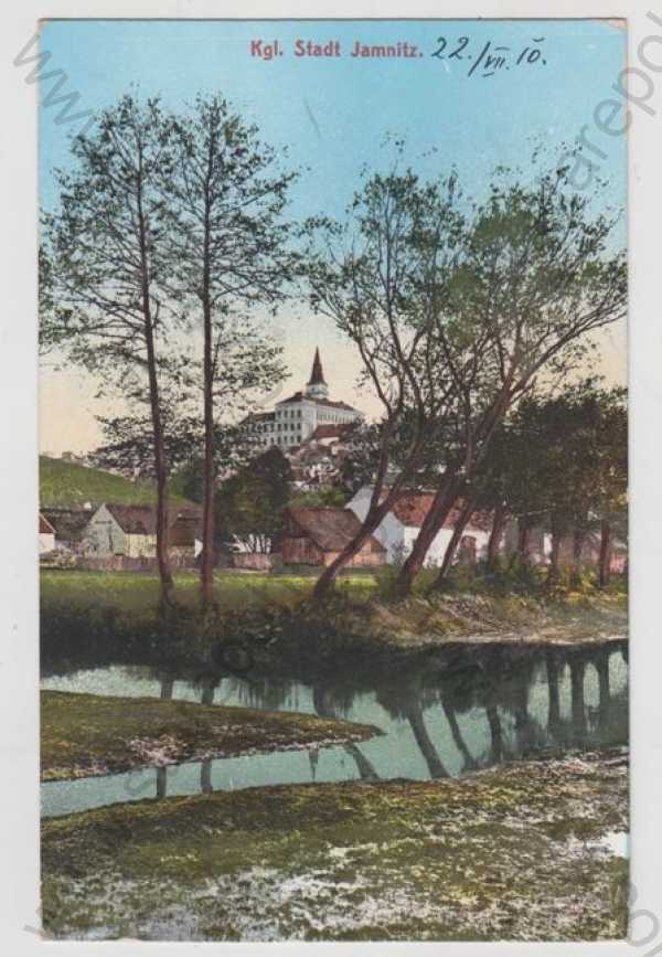  - Jemnice (Stadt Jamnitz) - Třebíč, kostel, zámek, částečný záběr města, kolorovaná