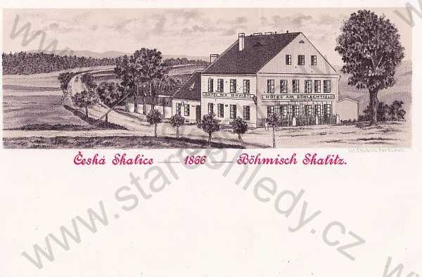  - Česká Skalice Náchod hotel Na Bojišti 1855 kresba, DA