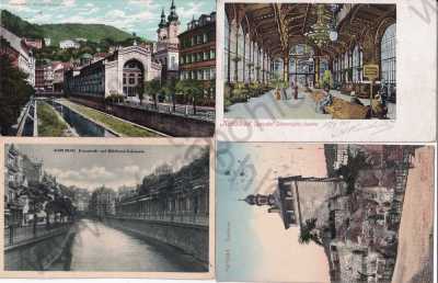  - 4x Karlovy Vary celkový pohled, věž, kolonáda