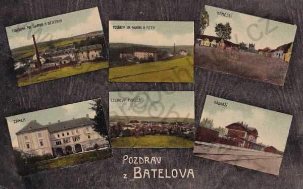  - Batelov Jihlava Iglau, celkový pohled, nádraží, továrna, zámek, náměatí, nádraží, barevná