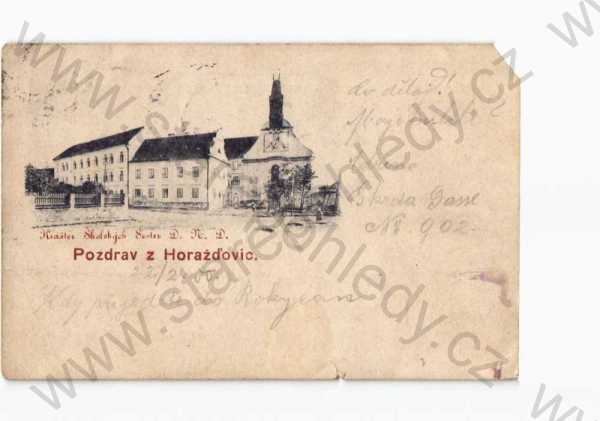  - Horažďovice, Klatovy, částečný záběr města, klášter, DA