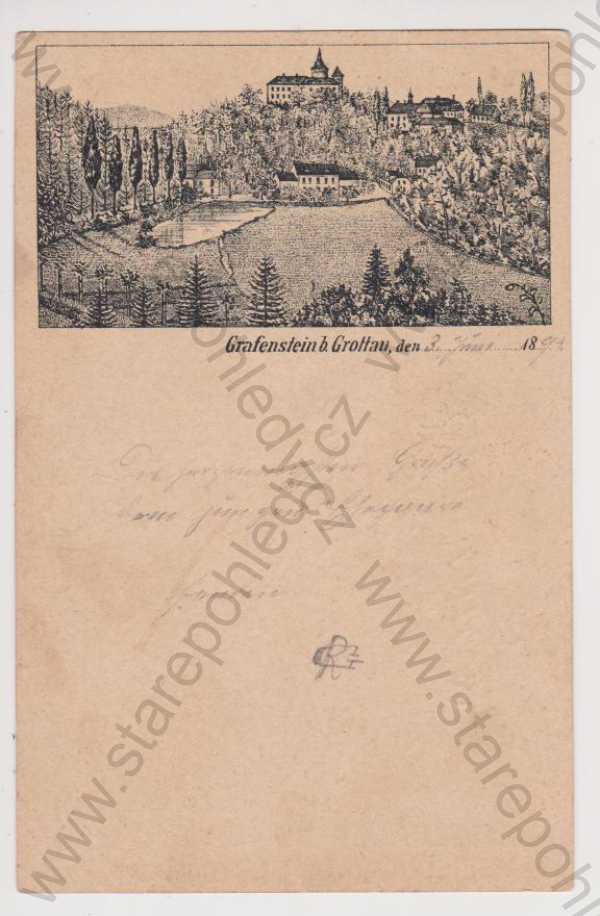  - Grabštejn - hrad, Vorläufer 1895, DA