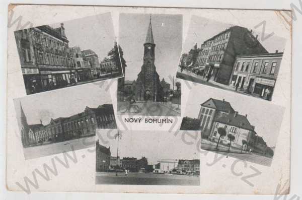  - Nový Bohumín (Karviná), více záběrů, náměstí, kostel, pohled ulicí, část města, koláž