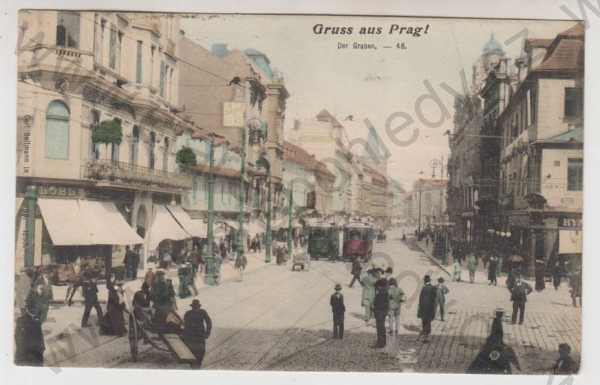  - Praha 1, Příkopy, tramvaj, kolorovaná