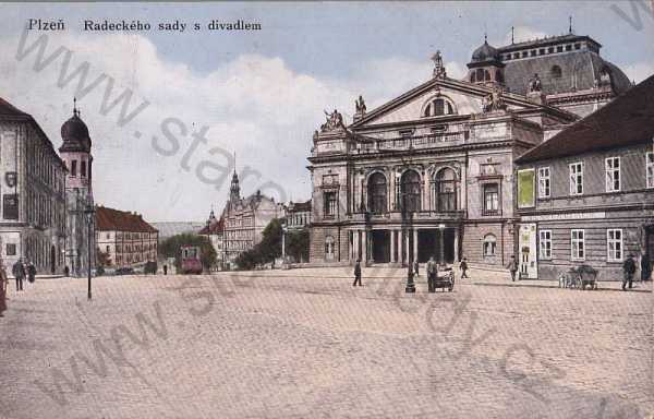  - Plzeň - Pilsen synagoga Radeckého sady divadlo, barevná