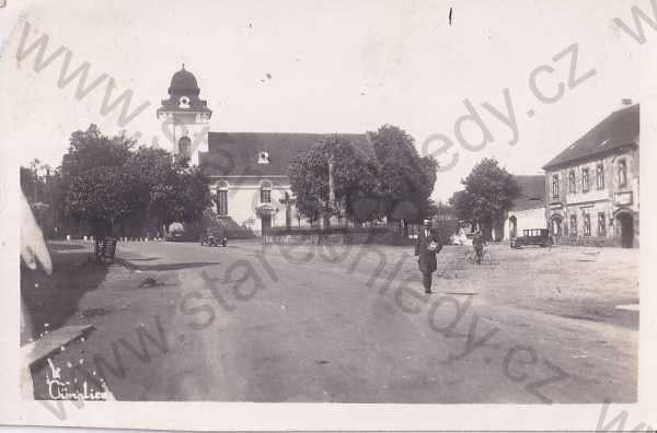  - Čimelice (Písek), kostel, částečný záběr města, náměstí