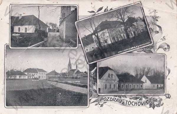  - Tochovice (Litoměřice - Leitmeritz), částečný záběr města, zámek, kostel, fara, škola