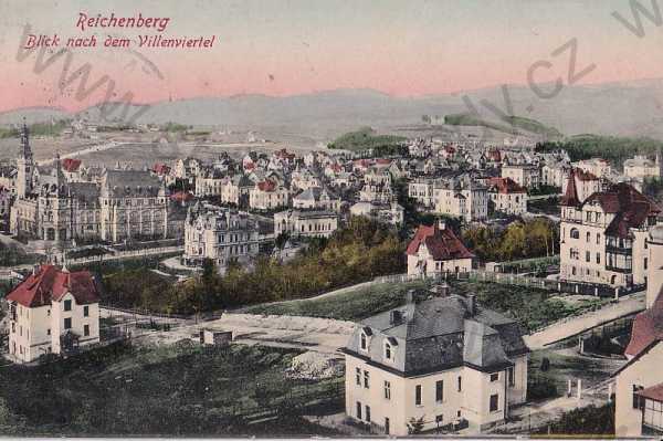  - Liberec - Reichenberg , částečný záběr města, vilová čtvrť, barevná