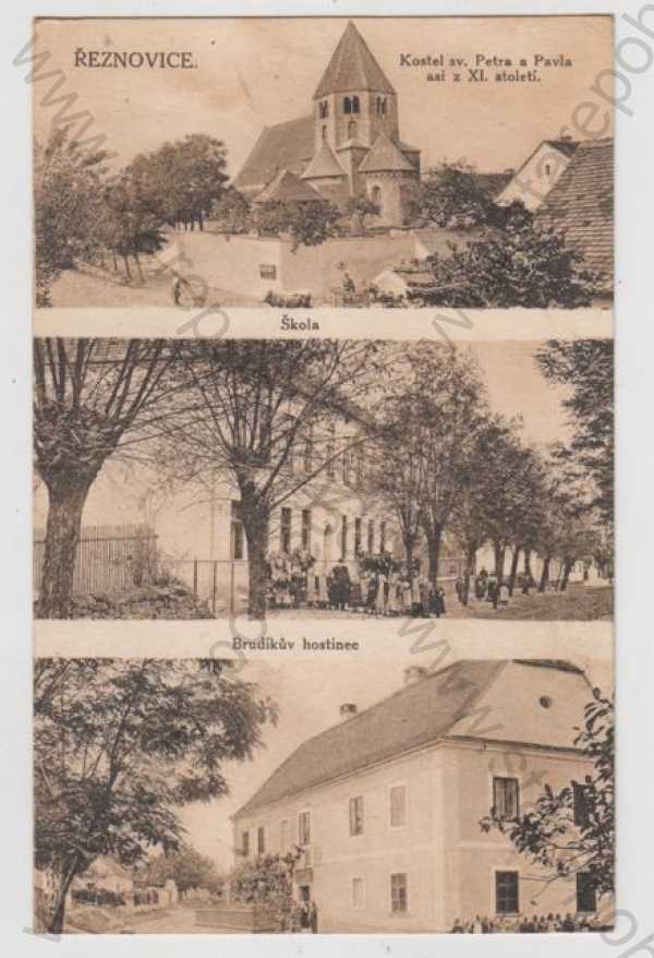  - Ivančice - Řeznovice (Brno - venkov), více záběrů, kostel, škola, hostinec