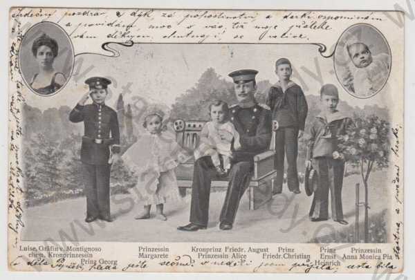  - Osobnosti, princezna Margarete, Princezna Alice, Kronprinc Friedr. August, Princ Friedr. Christian, Princ Ernst Heinrich, Princessin Anna Monica Pia, DA