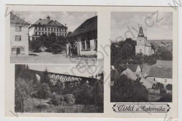  - Čistá (Rakovník), více záběrů, kostel, most, škola
