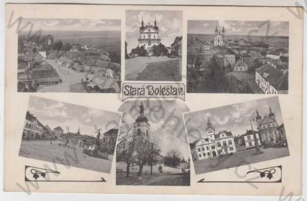  - Stará Boleslav (Praha - východ), více záběrů, náměstí, kostel, částečný záběr města, koláž