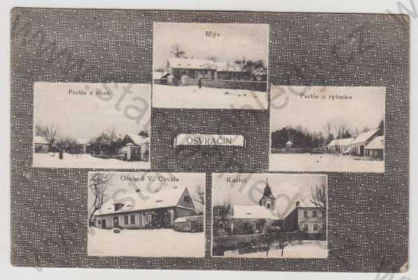  - Osvračín (Domažlice), více záběrů, mlýn, partie, obchod, kostel