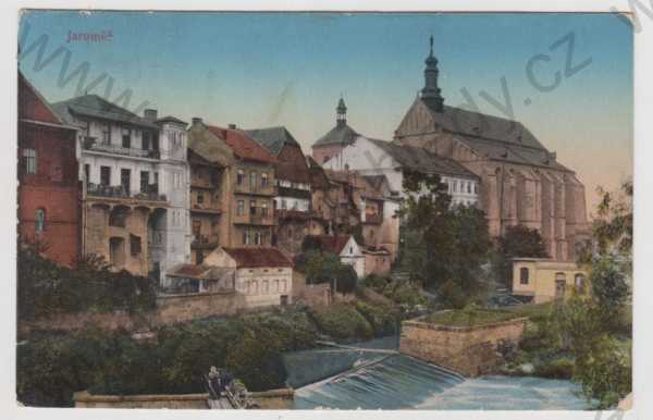  - Jaroměř (Náchod), řeka, částečný záběr města, kolorovaná