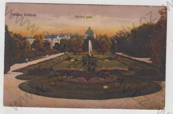  - Hradec Králové, park, synagoga, kolorovaná