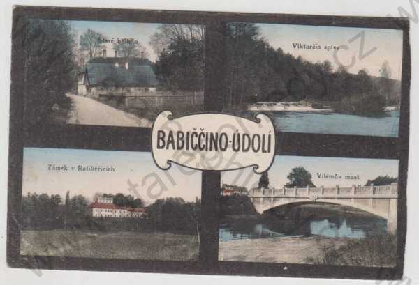  - Babiččino údolí (Náchod), více záběrů, Staré Bělidlo, Ratibořice, zámek, Viktorčin splav, Vilémův most, kolorovaná