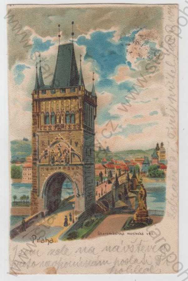  - Praha 1, Staroměstská mostecká věž, Karlův most, kolorovaná, DA