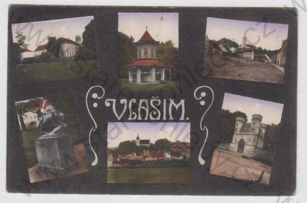  - Vlašim (Benešov), více záběrů, částečný záběr města, kolorovaná