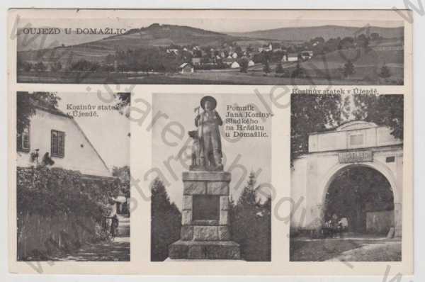  - Újezd u Domažlic (Oujezd), více záběrů, Kozina, statek, pomník, statek, celkový pohled