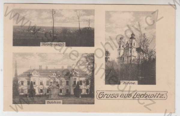  - Lechovice (KLechowitz) - Znojmo, více záběrů, celkový pohled, zámek, kostel