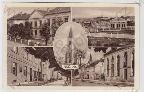  - Nýřany (Plzeň - sever), více záběrů, kostel, pohled ulicí, autoklinika, částečný záběr města