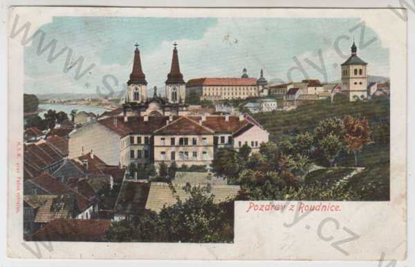  - Roudnice nad Labem (Litoměřice), částečný záběr města, kolorovaná