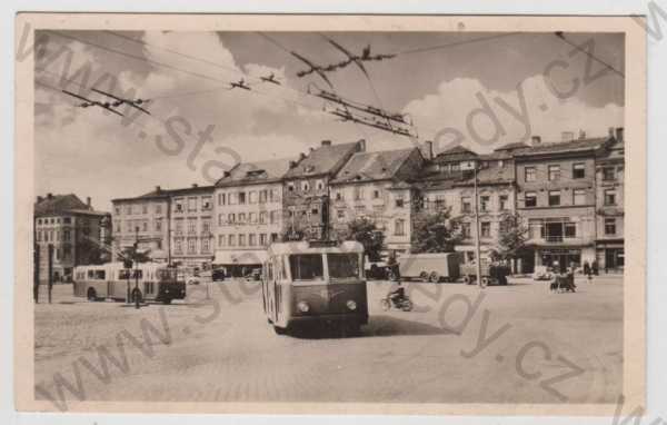  - Jihlava, Masarykovo náměstí, trolejbus, motocykl, automobil