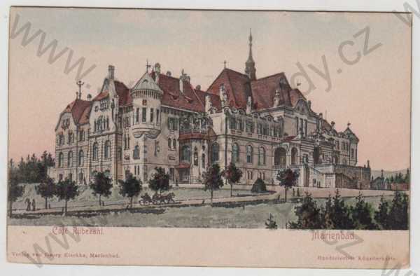  - Mariánské lázně (MArienbad) - Cheb, kavárna, Café Rübezahl, kolorovaná, DA