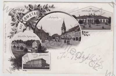 - Chomutov (Komotau), více záběrů, náměstí, kasárny, lázně, koláž, DA