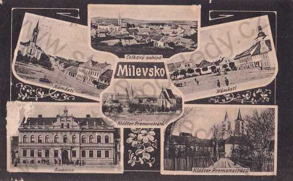  - Milevsko Písek, náměstí, klášter, celkový pohled, radnice