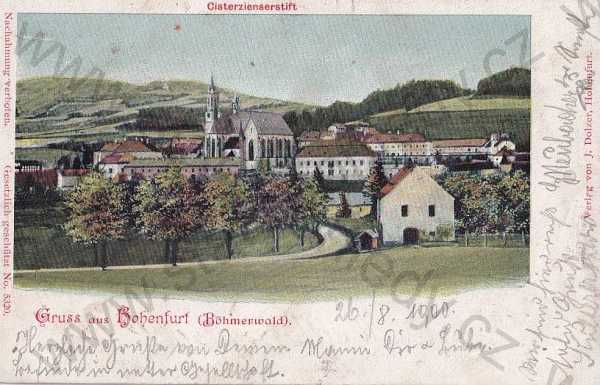  - Vyšší Brod Hohenfurth Český Krumlov, celkový pohled, klášter barevná, DA