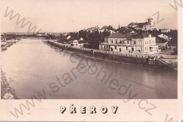  - Přerov Prerau, částečný záběr města, řeka, most, Grafo Čuda Holice