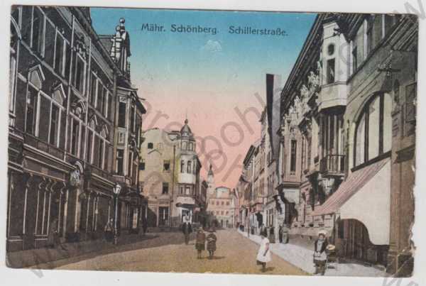  - Šumperk (Mähr. Schönberg), pohled ulicí, kolorovaná