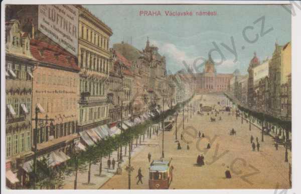  - Praha - Václavské náměstí, TRAMVAJ, kolorovaná